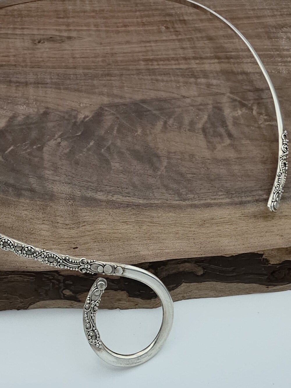 Vintage 925 Sterling Silver Sarda Bali Style Open Collar Choker Necklace